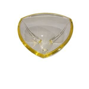 Art Deco German Crystal Bowl Volker Walther Home Decor Yellow Weighted Vintage